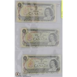 REPLACEMENT NOTE $1 1973 3 SET