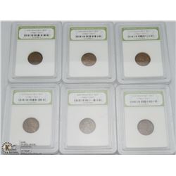 WHEAT CENT 6 SET SLABBED