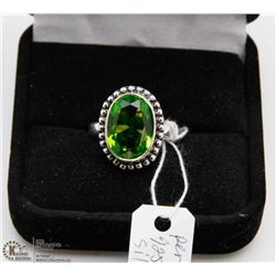 #120 GREEN PERIDOT GEMSTONE RING, SIZE 6