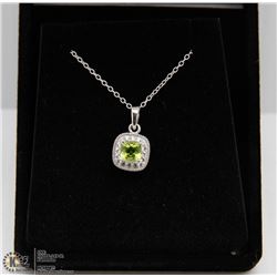#125 GENUINE PERIDOT & CZ PENDANT NECKLACE