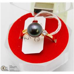 #77 FRESH WATER PEARL  & CZ RING .925 STERLING SIL