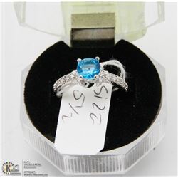 #99 BLUE TOPAZ & CZ RING .925 STERLING SILVER RING