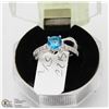Image 1 : #99 BLUE TOPAZ & CZ RING .925 STERLING SILVER RING