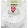 Image 1 : #91 RED RUBY & CZ.925 STERLING SILVER RING
