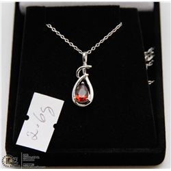 #132 GENUINE RED GARNET PENDANT NECKLACE