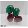 Image 1 : #28  NATURAL GREEN EMERALD & RUBY  STONE