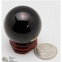 #14  BLACK OBSIDN CRYSTAL SPHERE BALL + STAND
