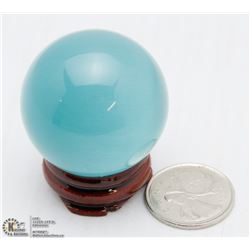 #19-BLUE CATE EYE CRYSTAL SPHERE BALL +STAND
