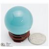 Image 1 : #19-BLUE CATE EYE CRYSTAL SPHERE BALL +STAND