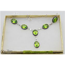 #112 GREEN PERIDOT .925 STERLING SILVER NECKLACE