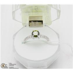 #96 PERIDOT & CZ .925 STERLING SILVER RING