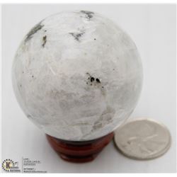#5 NATURAL MOON STONE SPHERE BALL + STAND