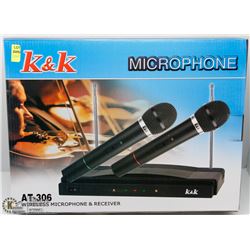 NEW K & K WIRELESS MICROPHONE & RECIEVER KIT
