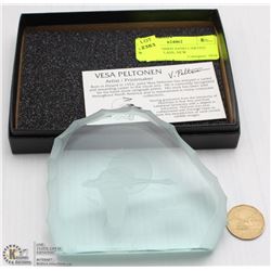 VESA PELTONEN SAND CARVED WILDLIFE GLASS, NEW