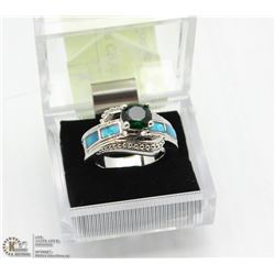 BLUE SAPPHIRE & CLEAR CRYSTAL RING