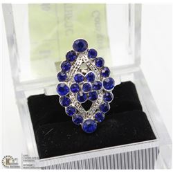 SILVER PLATED SYNTHETIC SAPPHIRE & CUBIC