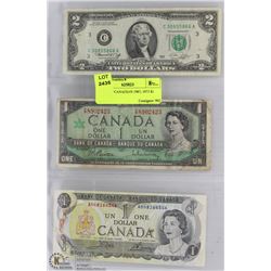 SHEET W/CANADIAN 1967, 1973 $1 DOLLARS