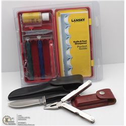 BUCK KNIFE W/ STREN MULTI TOOL & LANSKY KNIFE &