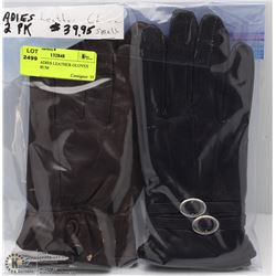 2 PACK LADIES LEATHER GLOVES SIZE MEDIUM