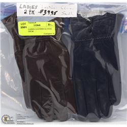 2 PACK LADIES LEATHER GLOVES SIZE MEDIUM
