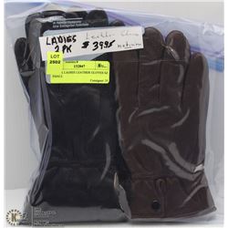2 PACK LADIES LEATHER GLOVES SIZE SMALL