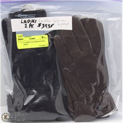 2 PACK LADIES LEATHER GLOVES SIZE LARGE