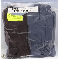 2 PACK LADIES LEATHER GLOVES SIZE EXTRA LARGE