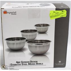 IMPERIAL HOME 4PC STAINLESS STEEL MIXING BOWLS