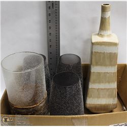BOX OF LARGE RUSTIC VASES