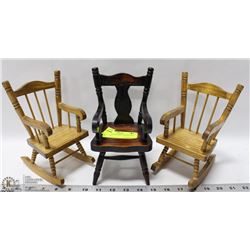 SET OF 3 HANDCRAFTED WOODEN ROCKING