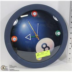 POOL CUE BALL WALL CLOCK
