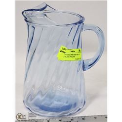 BARLETT COLLINS LIGHT BLUE SWIRL GLASS PITCHER