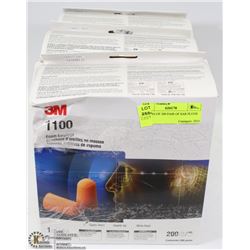 3 CASES OF 200 PAIR OF EAR PLUGS
