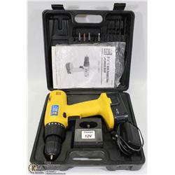 POWERFIST 3/8" CORDLESS 12V REVERSABLE DRILL W/