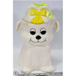 VINTAGE WHITE PUPPY DOG COOKIE JAR SHIH-TZU WITH