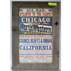 VINTAGE CHICAGO & NORTH WESTERN RAILWAY WALL
