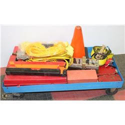 CART W/ TOWING STRAPS, BOOSTER CABLES, TIE DOWN