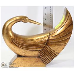HEAVY SWAN DECORATIVE FIGURINE BRASS COLOR