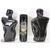 Image 1 : MALE AND FEMALE BLACK BUST WITH VINTAGE BLACK VASE
