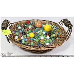 XL BASKET OF COLLECTOR MARBLES