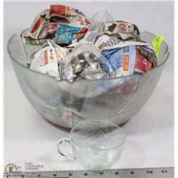 PUNCH BOWL SET WITH MATCHING CUPS AND LADLE