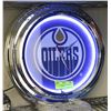 Image 1 : OILERS NEON BLUE CLOCK WITH ADAPTER (WORKS)