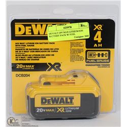 DEWALT 20V MAX LITHIUM ION BATTERY PACK W/ FUEL