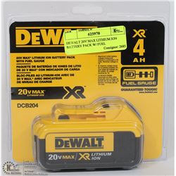 DEWALT 20V MAX LITHIUM ION BATTERY PACK W/ FUEL