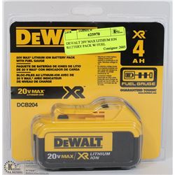 DEWALT 20V MAX LITHIUM ION BATTERY PACK W/ FUEL