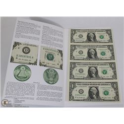 LOT OF 4 US $1 BILLS UNCUT SERIES 2009 W/ GREAT