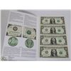 Image 1 : LOT OF 4 US $1 BILLS UNCUT SERIES 2009 W/ GREAT