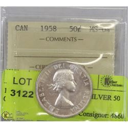 1958 ICCS MS 64 CANADA SILVER 50 CENT