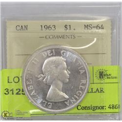 1963 ICCS MS64 SILVER DOLLAR