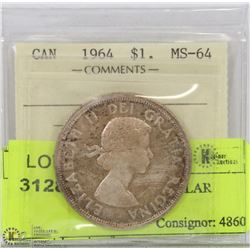 1964 ICCS MS64 SILVER DOLLAR